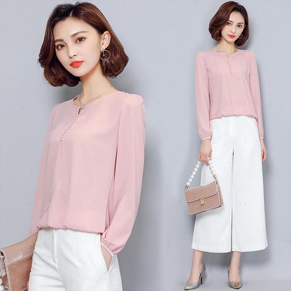 shirt women womens blouse office ladies 2021 spring long sleeve chiffon blusa camisa feminina plus size 4xl fall h5, White